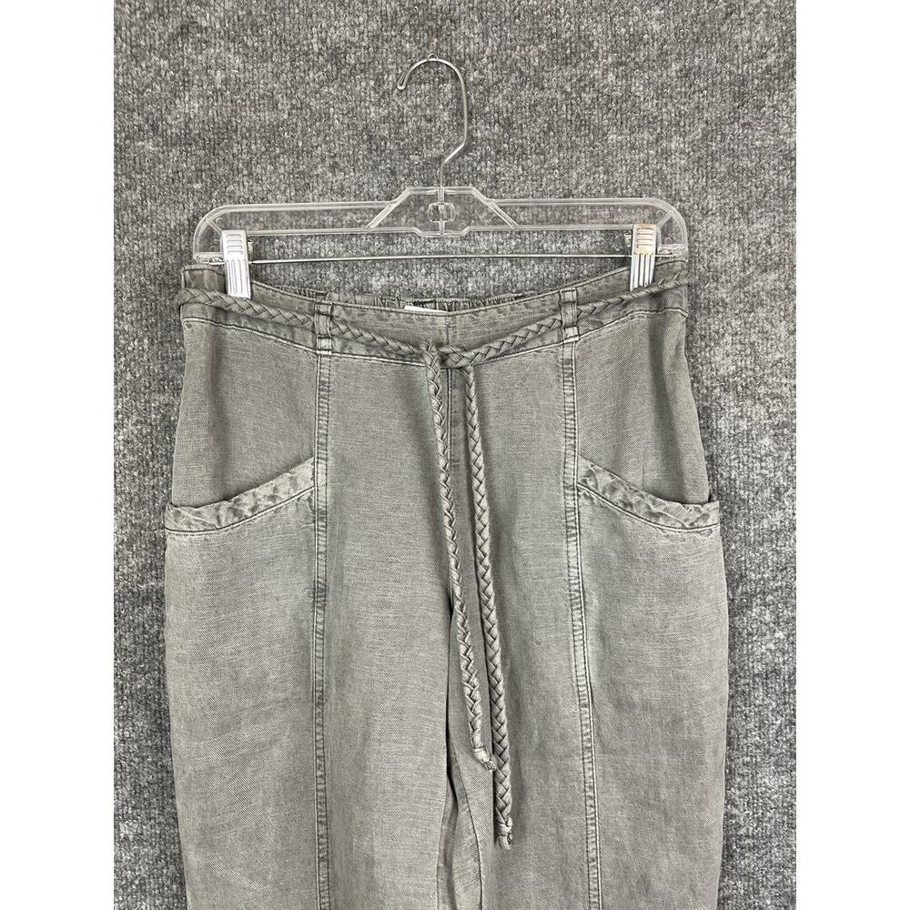 C&C California Linen Blend Casual Pants in Gray Pull-on Breaded Belt‎ - Picture 2 of 11